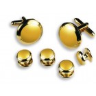 Colored Stone Center Wide Rim Studs and Cufflinks Set in Assorted Colors